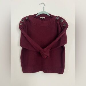 LOFT Burgundy Sweater with Button Accents